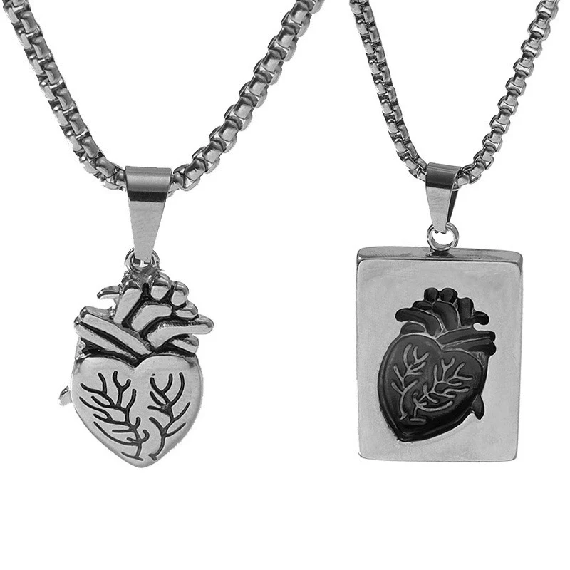 Wholesale Couple Pendant Necklace Alloy Heart Geometric Electroplating Square Pearl Chain