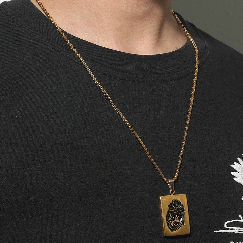 Wholesale Couple Pendant Necklace Alloy Heart Geometric Electroplating Square Pearl Chain - Image 8
