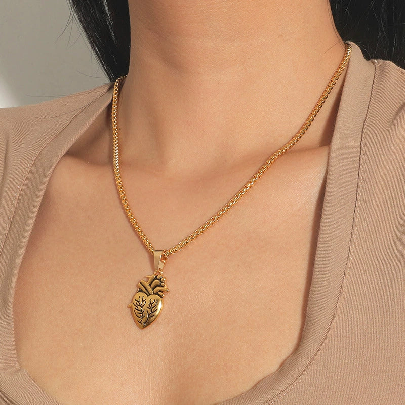 Wholesale Couple Pendant Necklace Alloy Heart Geometric Electroplating Square Pearl Chain - Image 9