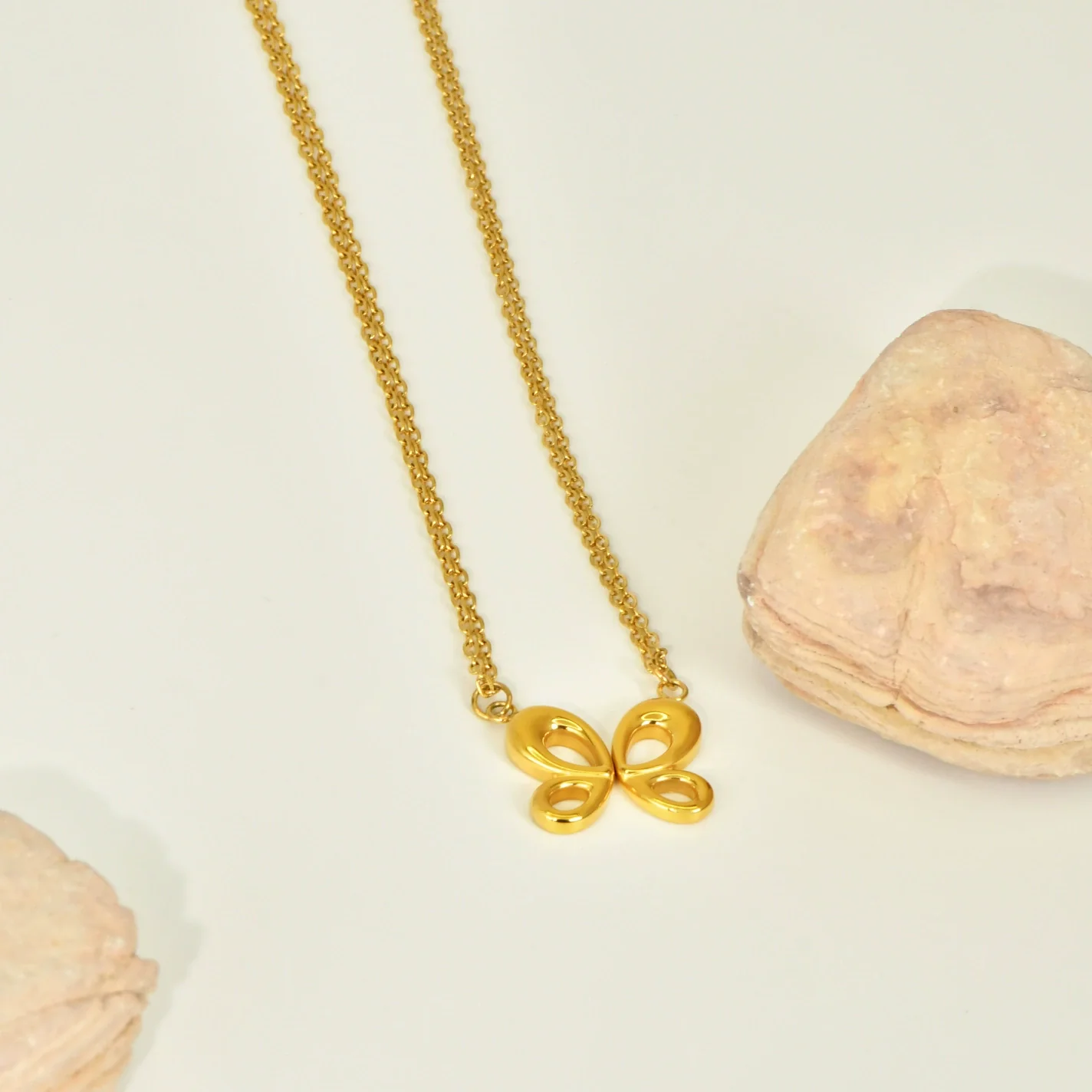 Wholesale Couple Pendant Titanium Steel Electroplated Gold With Heart Butterfly And Letter Number Text Patterns For Women - Image 2
