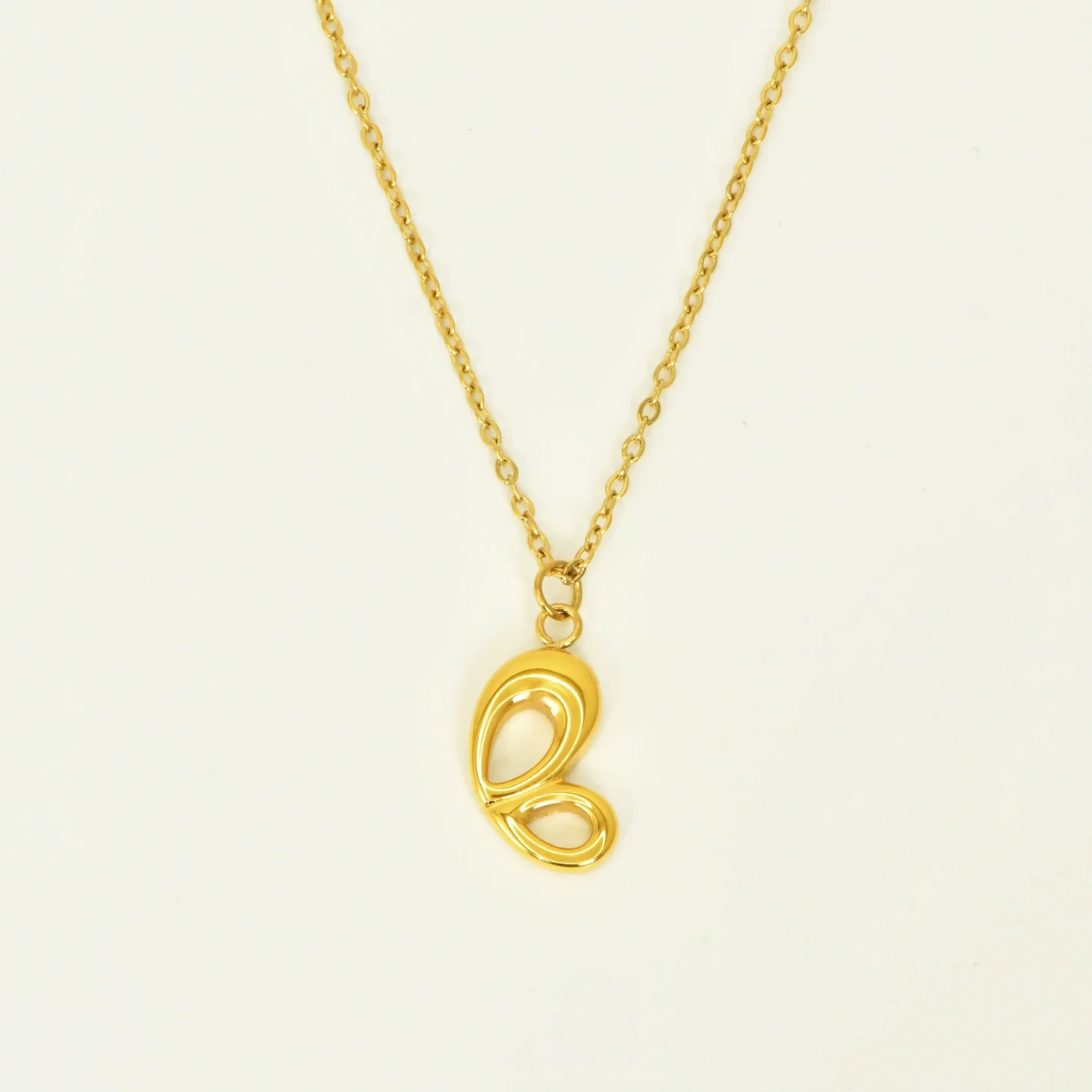 Wholesale Couple Pendant Titanium Steel Electroplated Gold With Heart Butterfly And Letter Number Text Patterns For Women - Image 6