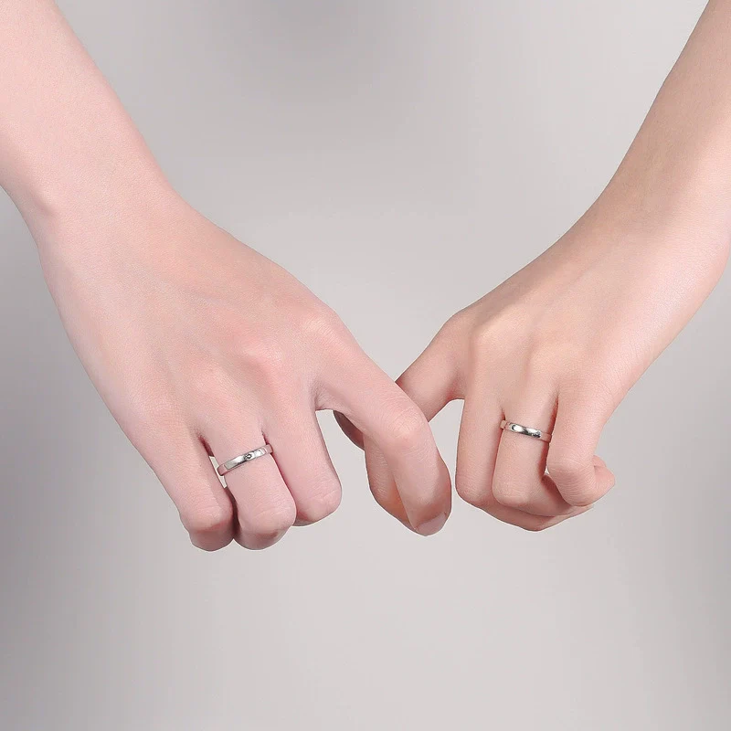 Wholesale Couple Ring S925 Sterling Silver Electroplated Sun Moon And Stars Design - Image 4
