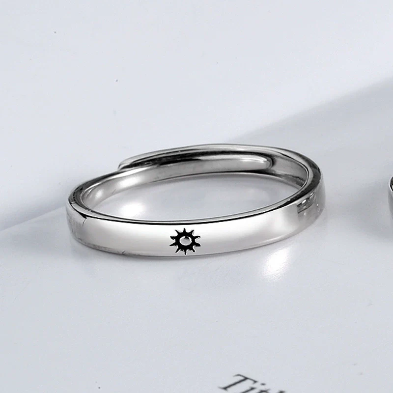 Wholesale Couple Ring S925 Sterling Silver Electroplated Sun Moon And Stars Design - Image 6