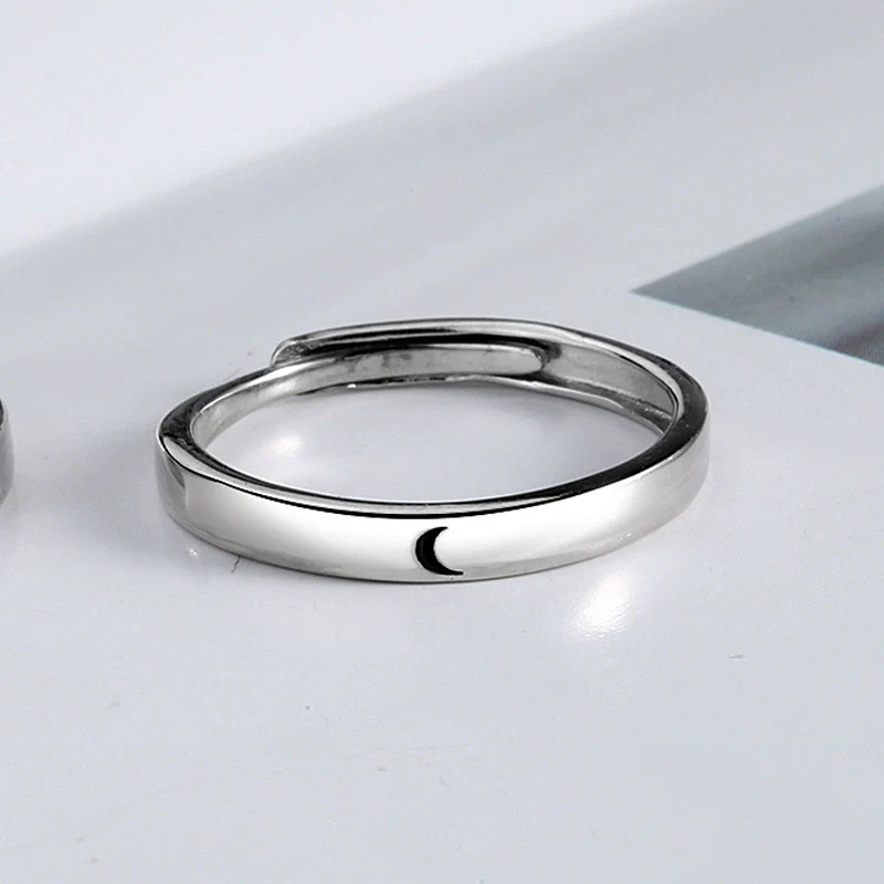 Wholesale Couple Ring S925 Sterling Silver Electroplated Sun Moon And Stars Design - Image 7