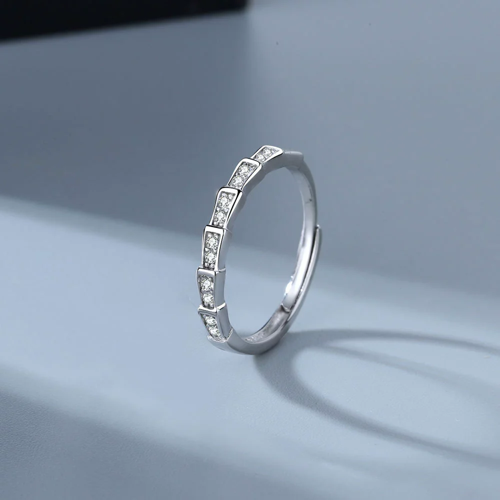 Wholesale Couple Ring S925 Sterling Silver Geometric Open Mouth Design Electroplated - Image 7