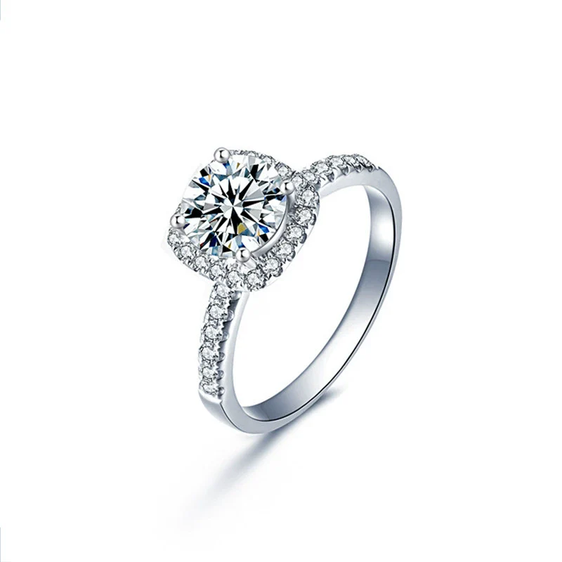 Wholesale Couple Ring S925 Sterling Silver Moissanite Geometric Light Luxury Jewelry - Image 4