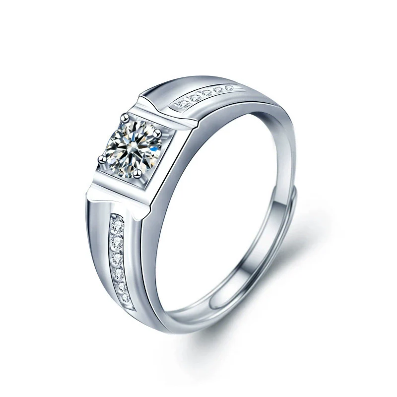 Wholesale Couple Ring S925 Sterling Silver Moissanite Geometric Light Luxury Jewelry - Image 5