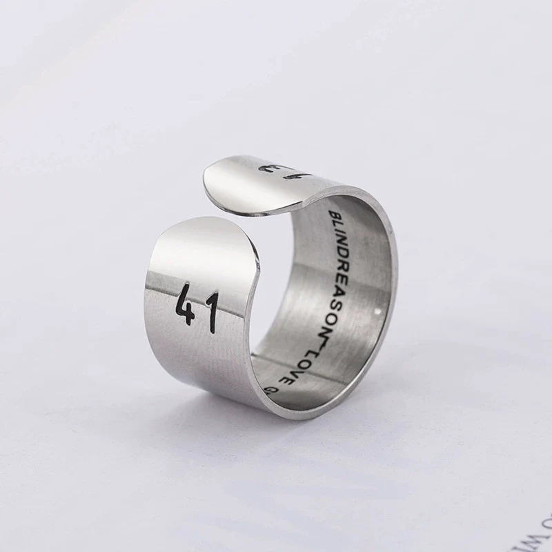 Wholesale Couple Ring Titanium Steel With Letters Numbers Text And Oil Design - Image 4