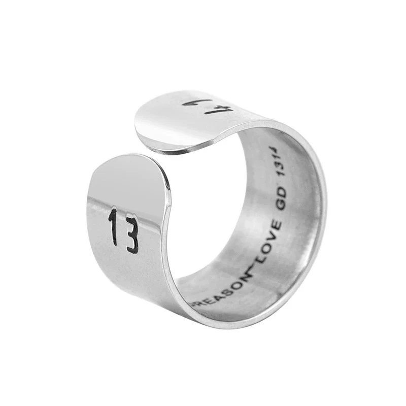 Wholesale Couple Ring Titanium Steel With Letters Numbers Text And Oil Design - Image 5