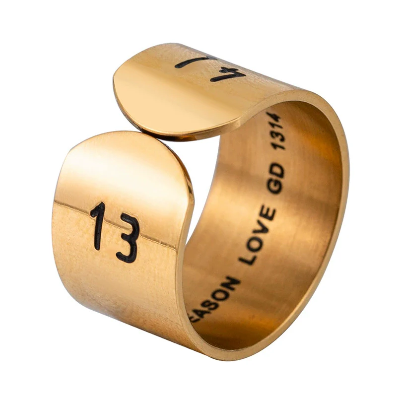 Wholesale Couple Ring Titanium Steel With Letters Numbers Text And Oil Design - Image 7