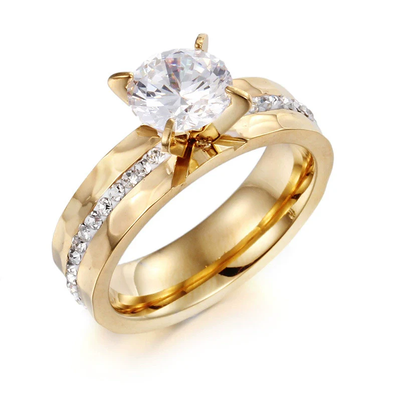 Wholesale Couple Rings Titanium Steel With Diamond And Flower Design - Image 7
