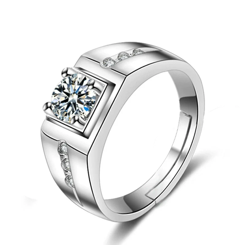 Wholesale Couple's Ring S925 Sterling Silver Geometric Heart Design Electroplated - Image 7