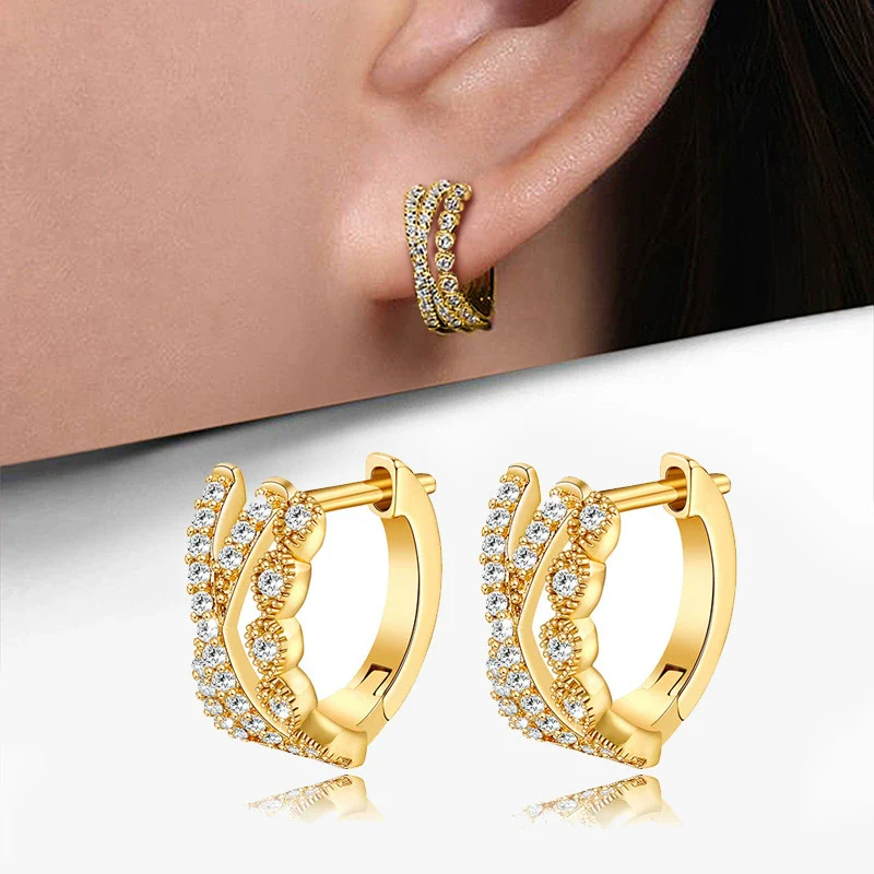 Wholesale Cross Earrings Copper Geometric Zircon Style For Women