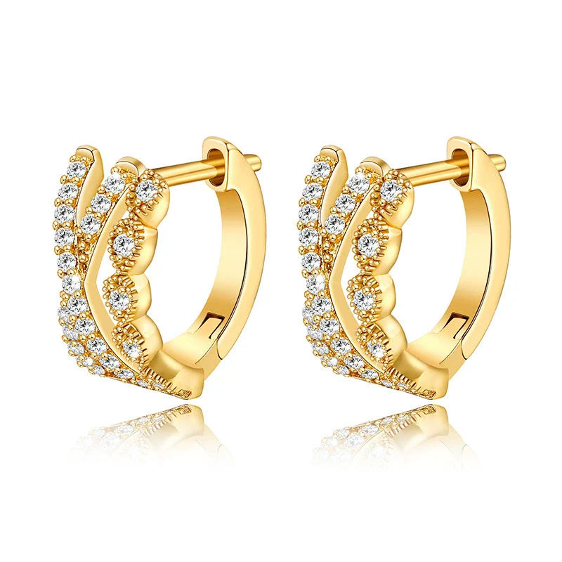 Wholesale Cross Earrings Copper Geometric Zircon Style For Women - Image 2