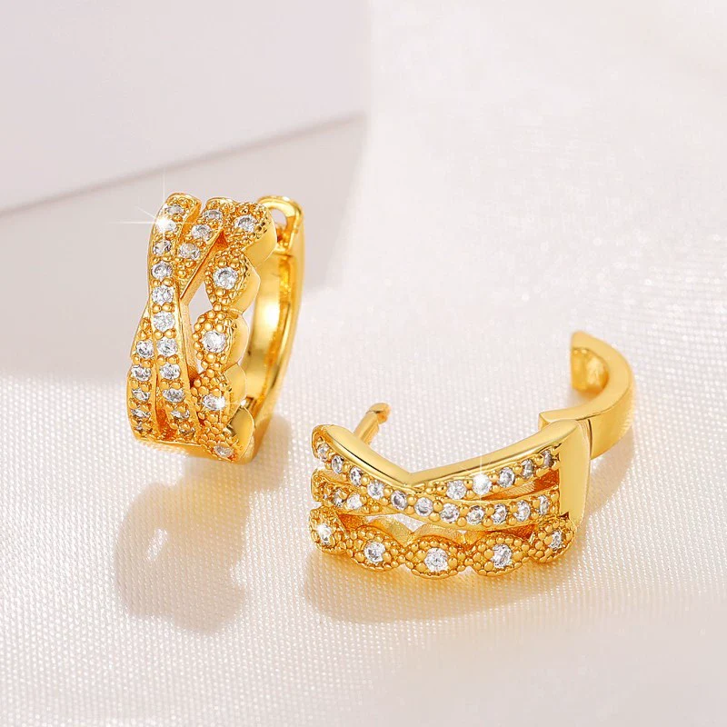Wholesale Cross Earrings Copper Geometric Zircon Style For Women - Image 3