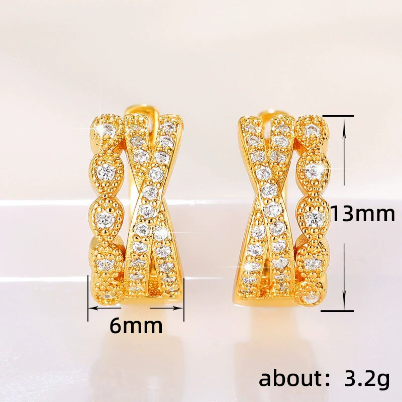 Wholesale Cross Earrings Copper Geometric Zircon Style For Women - Image 5