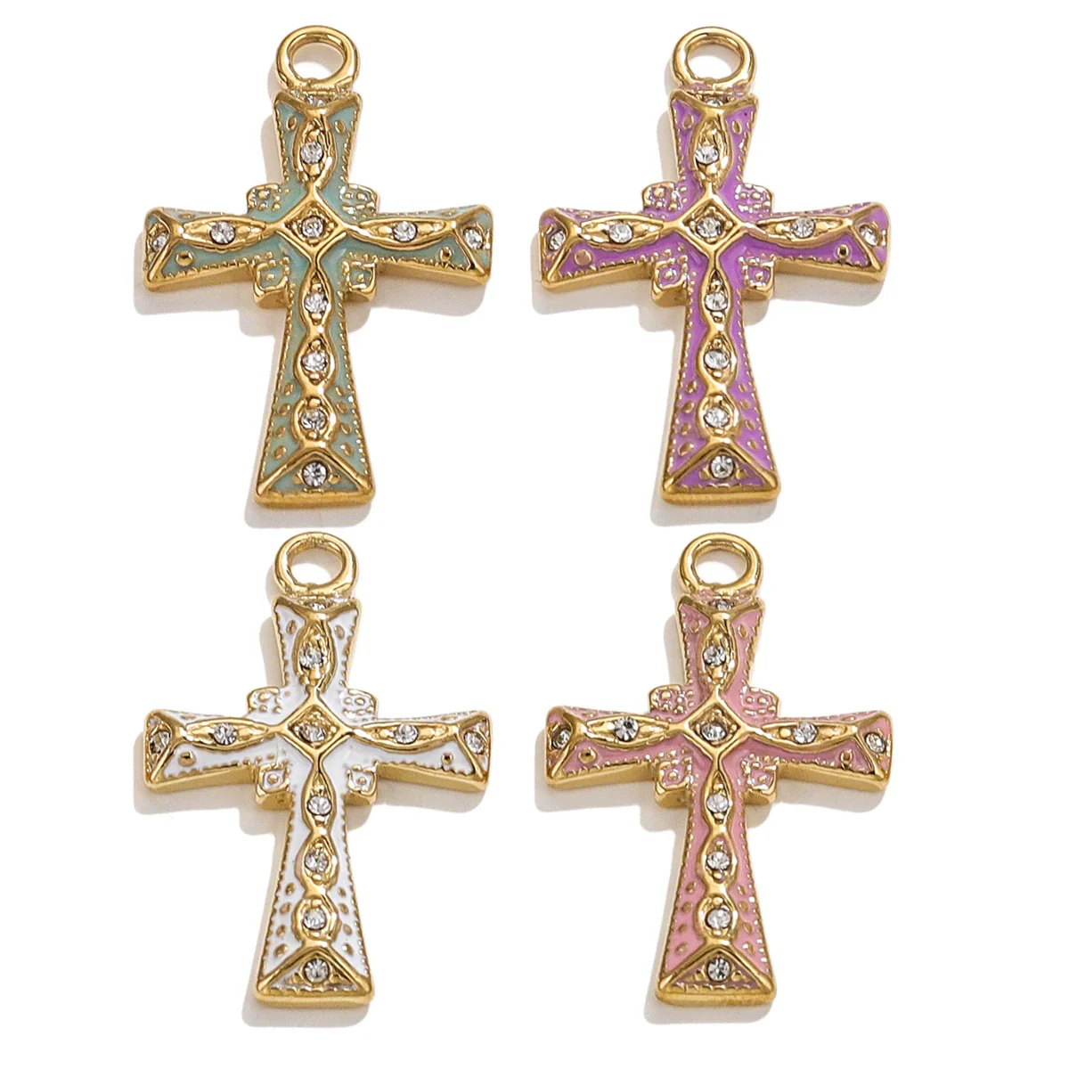 Wholesale Cross Jewelry High Quality Stainless Steel Titanium Steel Plated 18K Gold Oil Pressure Process Totem Pattern - Image 2