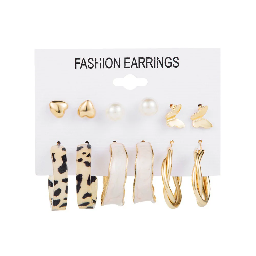 Wholesale Crystal Alloy Acrylic Fashion Elegant Retro Animals Geometric Earrings Set For Women With Electroplating - Image 14