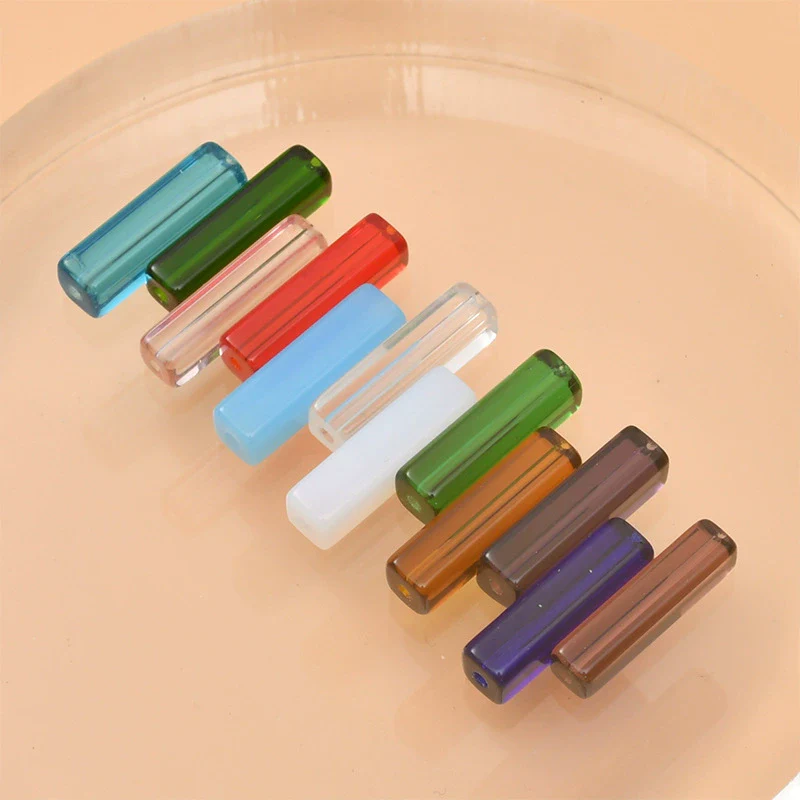 Wholesale Crystal Glass Long Square Straight Tube Beads Jewelry Making Materials For Earring Necklace Bracelet - Image 3