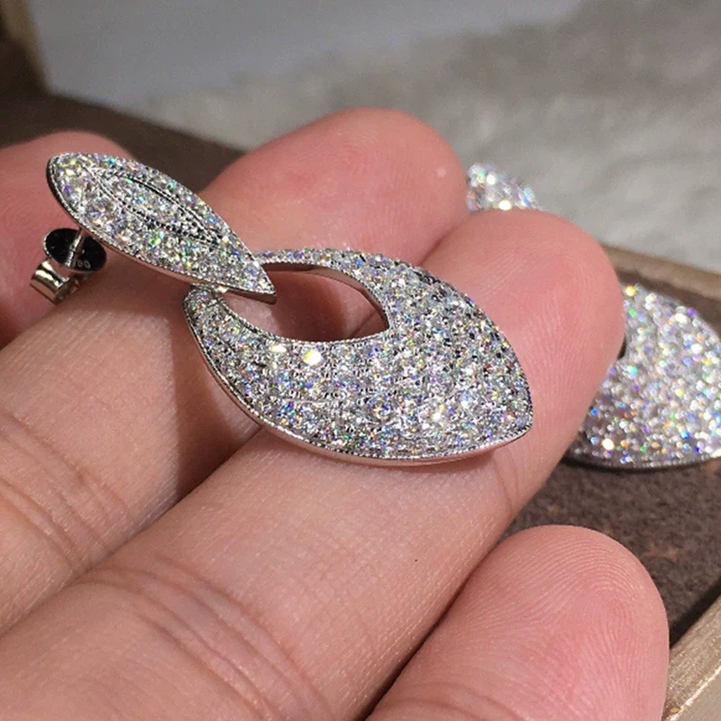 Wholesale Cut Out Drop Earrings Copper Zircon Luxury Sparkling - Image 3