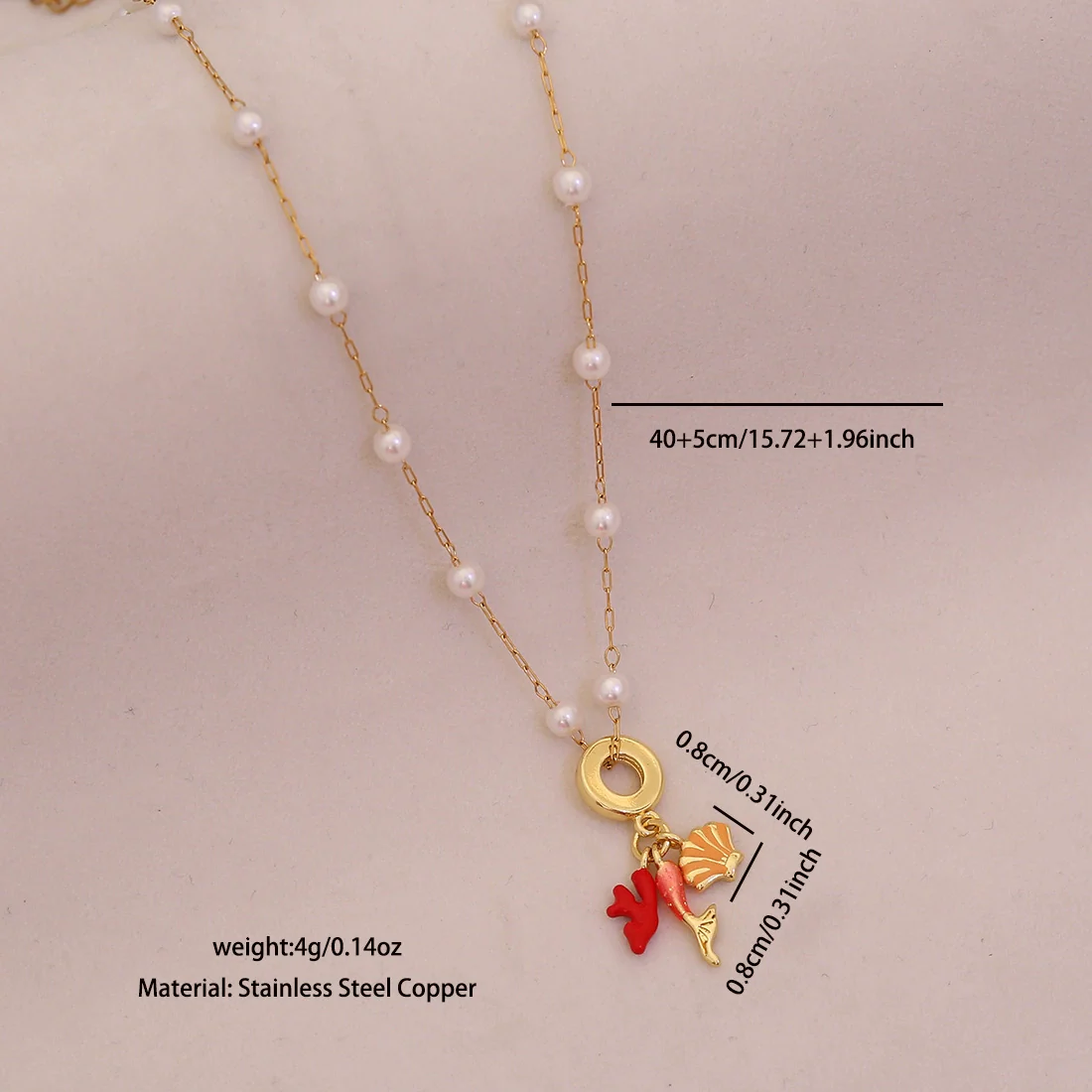 Wholesale Cute Animal Pattern Stainless Steel Marine Turtle Fishtail Clavicle Imitation Pearl Necklace - Image 11