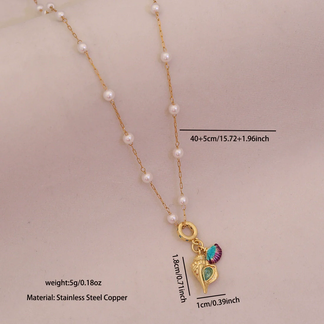 Wholesale Cute Animal Pattern Stainless Steel Marine Turtle Fishtail Clavicle Imitation Pearl Necklace - Image 12