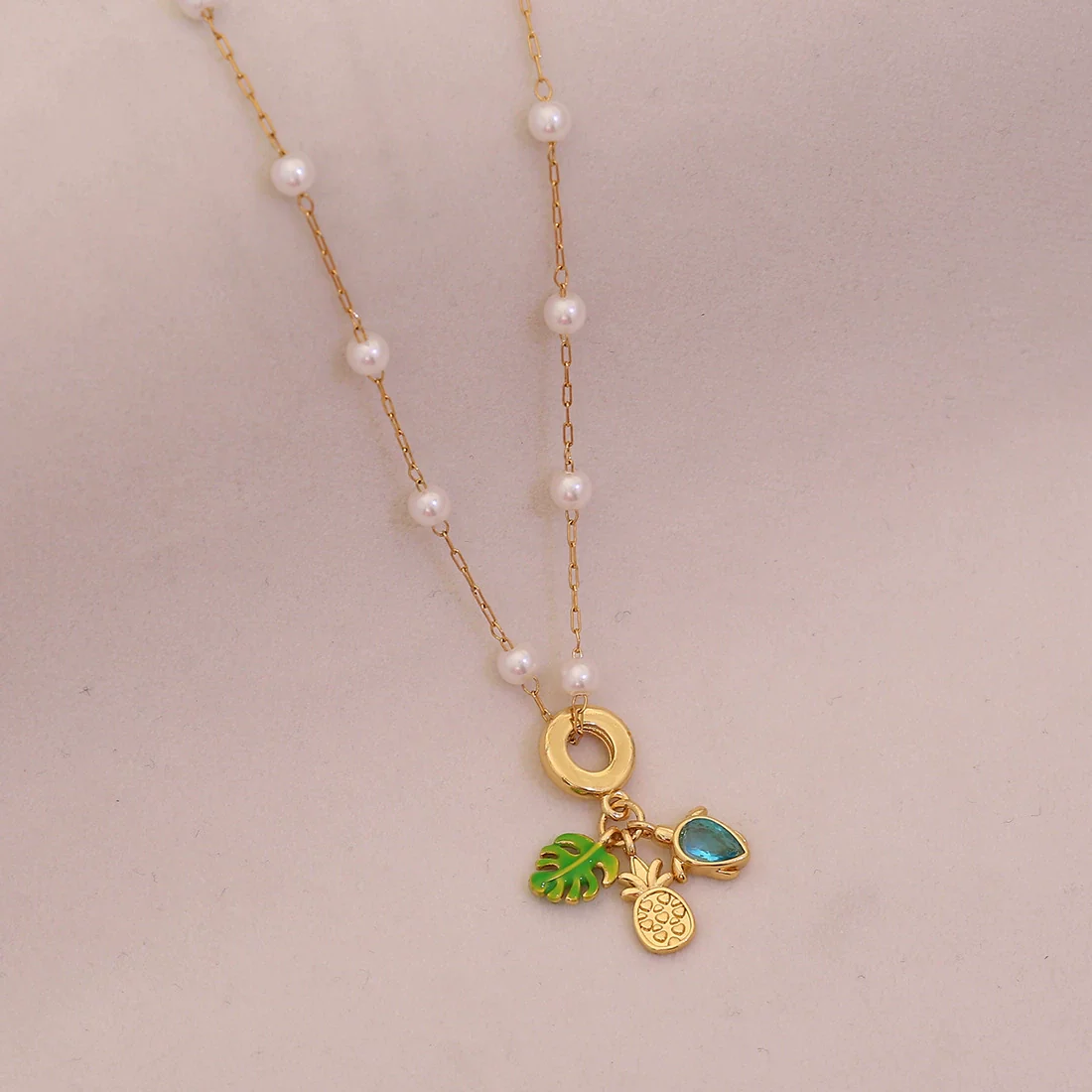 Wholesale Cute Animal Pattern Stainless Steel Marine Turtle Fishtail Clavicle Imitation Pearl Necklace - Image 4