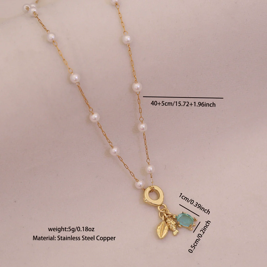Wholesale Cute Animal Pattern Stainless Steel Marine Turtle Fishtail Clavicle Imitation Pearl Necklace - Image 9