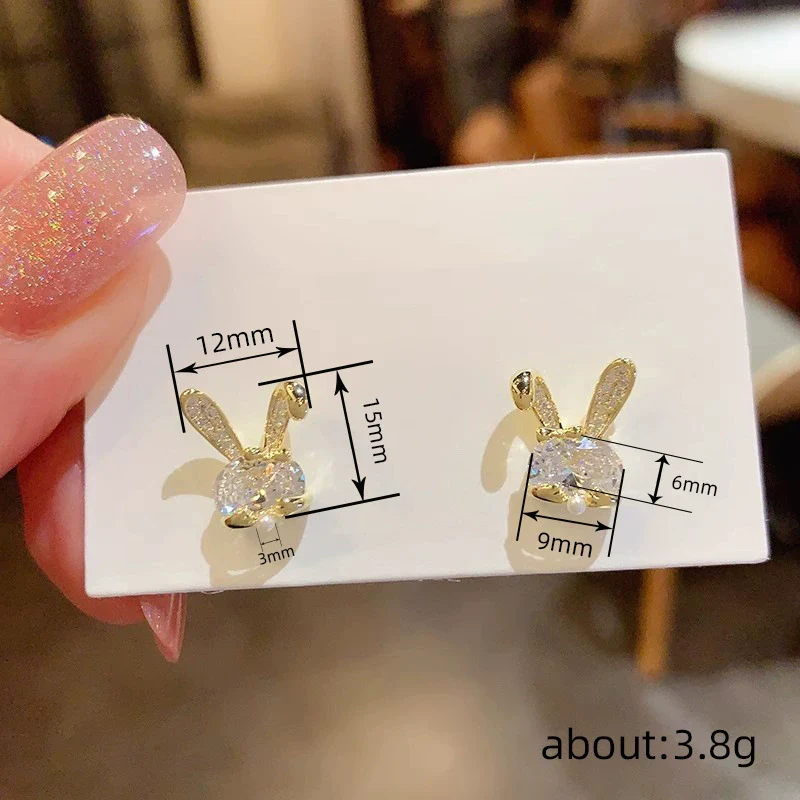 Wholesale Cute Animal Zodiac Geometric Copper Earrings Inlaid With Zircon For Women - Image 4