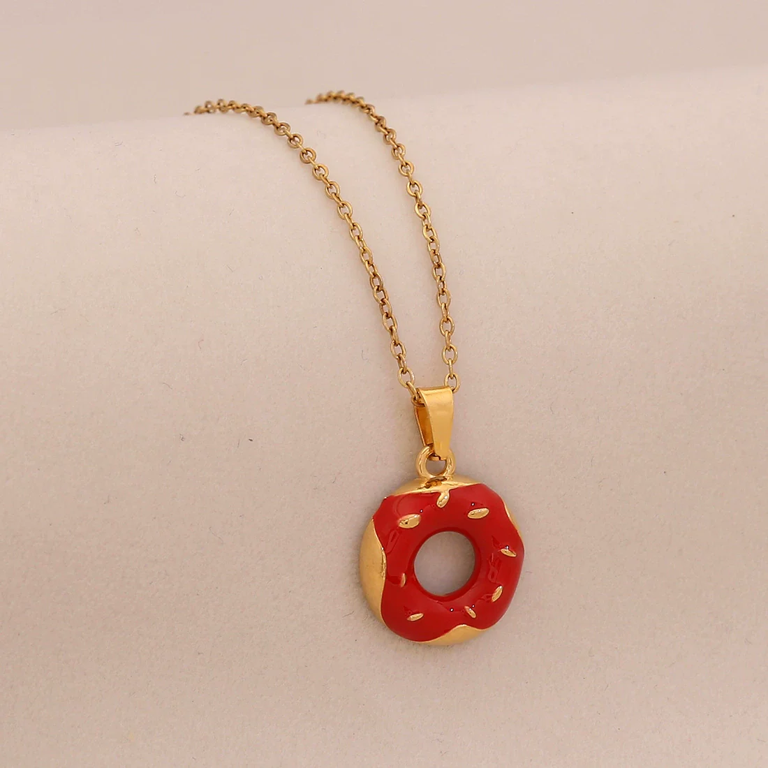 Wholesale Cute Donut Ice Cream Pendant Necklace Stainless Steel Jewelry - Image 3