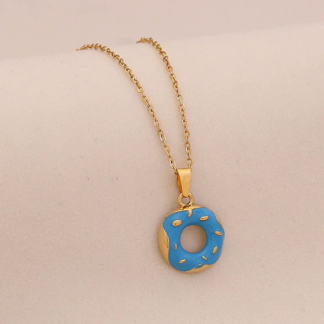 Wholesale Cute Donut Ice Cream Pendant Necklace Stainless Steel Jewelry - Image 4