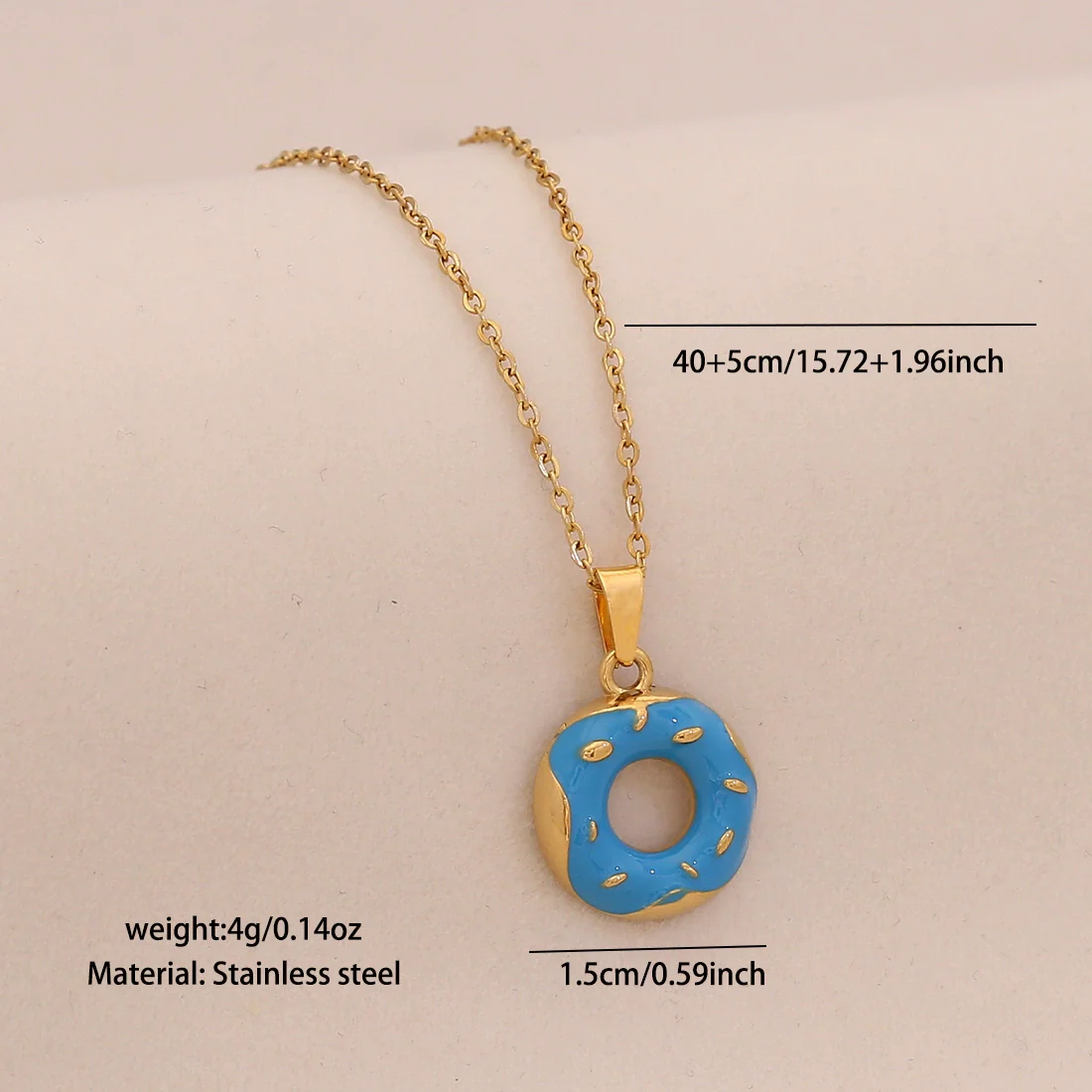 Wholesale Cute Donut Ice Cream Pendant Necklace Stainless Steel Jewelry - Image 6
