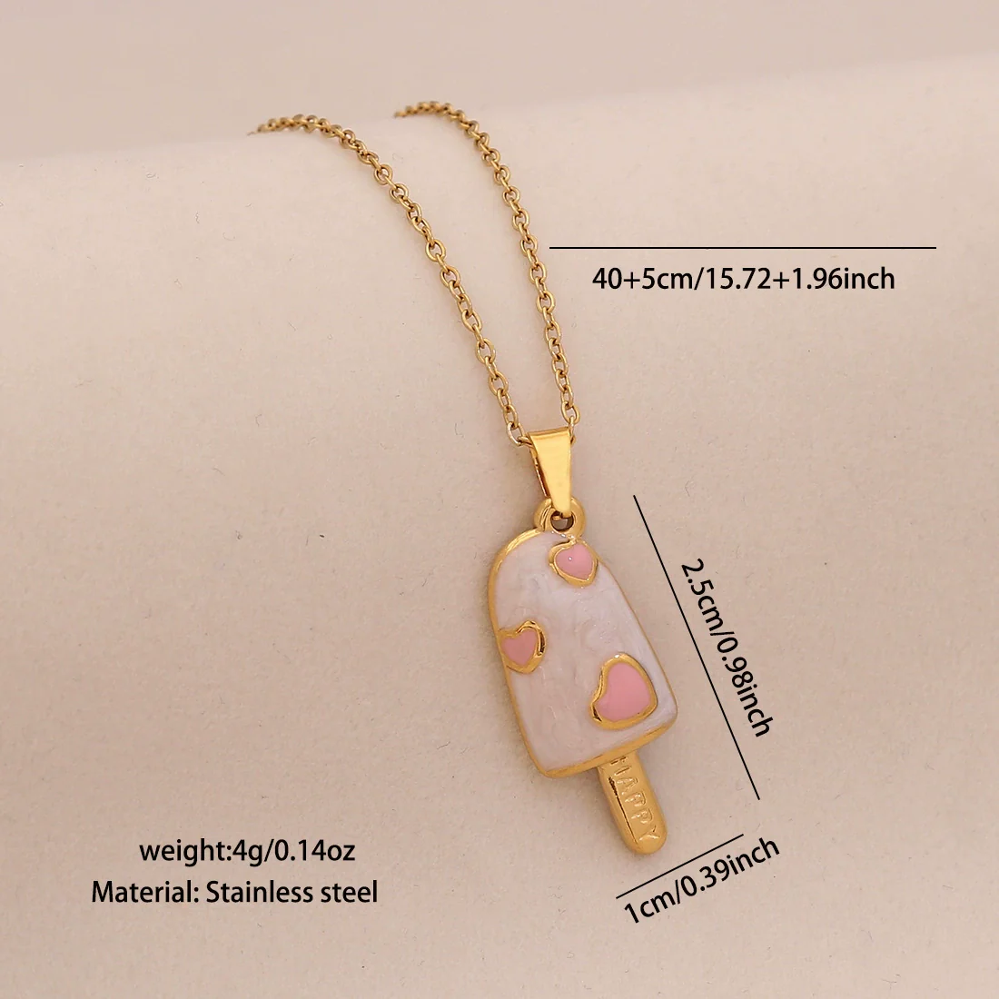 Wholesale Cute Donut Ice Cream Pendant Necklace Stainless Steel Jewelry - Image 7