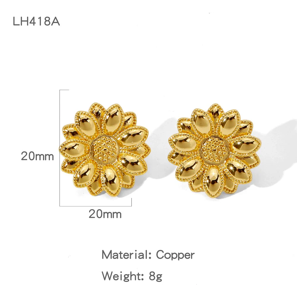 Wholesale Cute Flower Geometric Earrings Copper Electroplated - Image 10