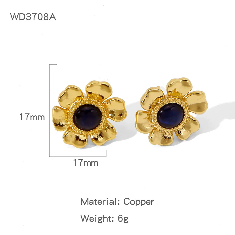 Wholesale Cute Flower Geometric Earrings Copper Electroplated - Image 15