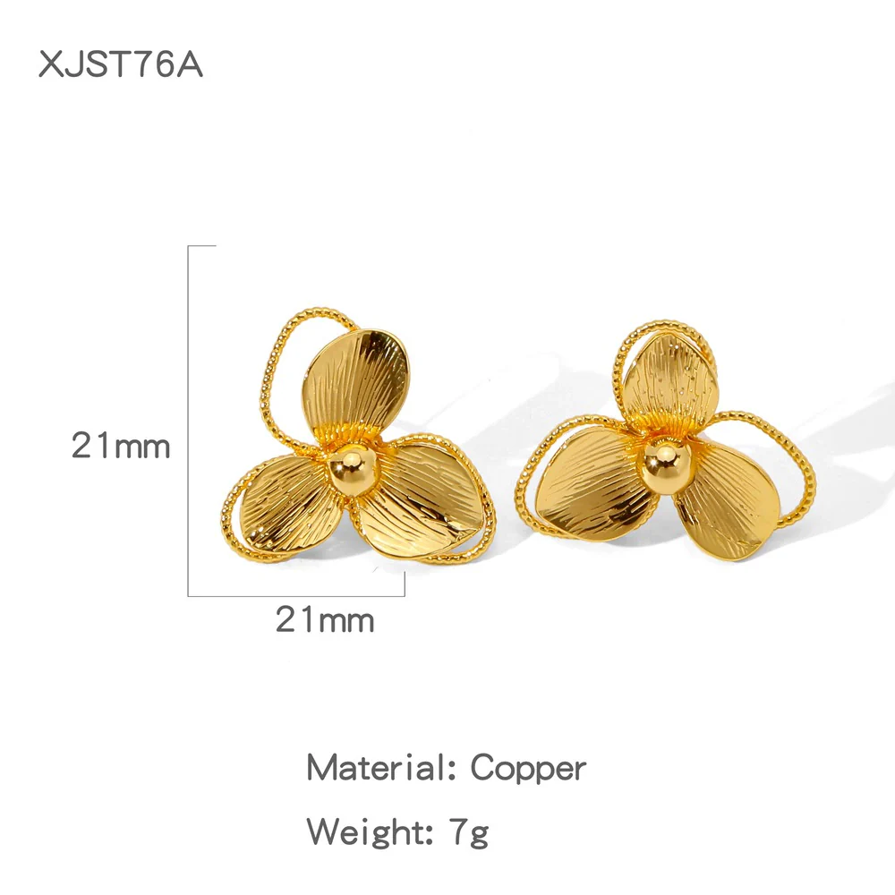 Wholesale Cute Flower Geometric Earrings Copper Electroplated - Image 16