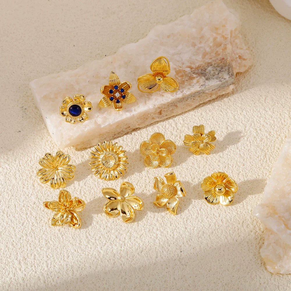 Wholesale Cute Flower Geometric Earrings Copper Electroplated - Image 4
