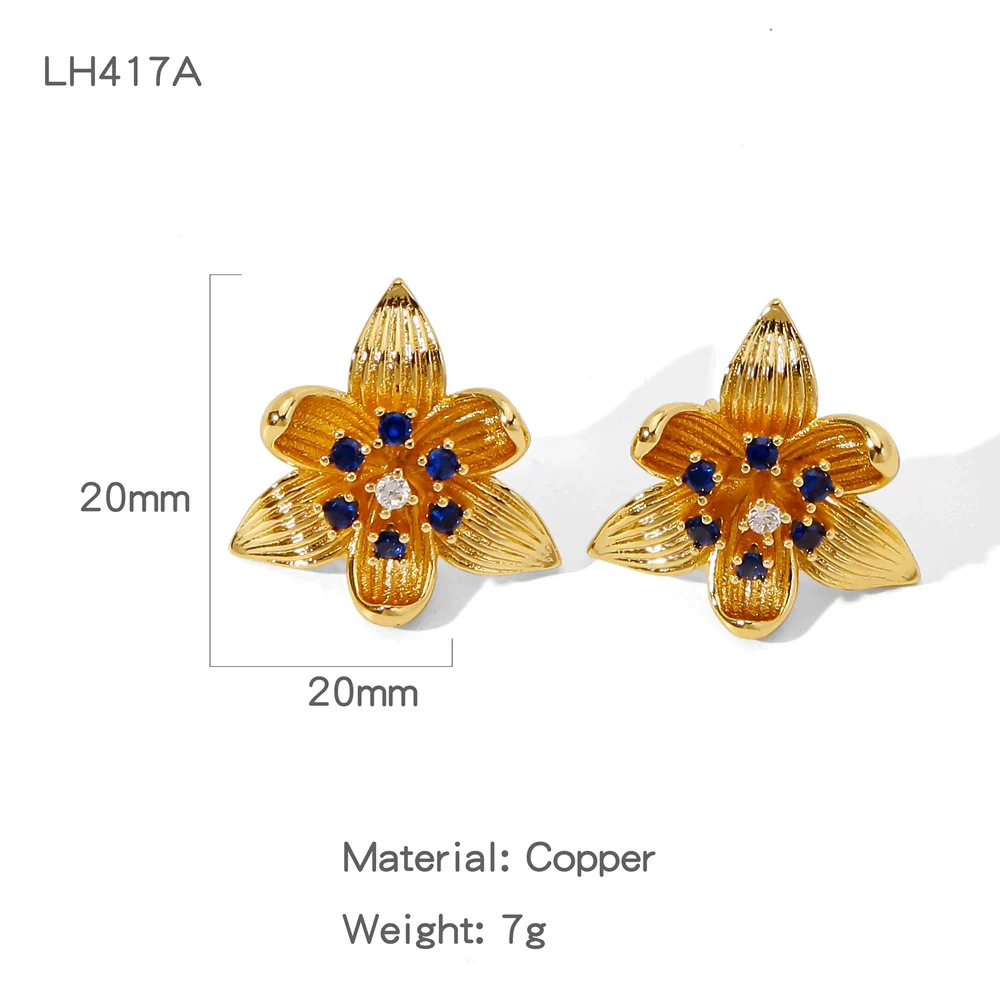 Wholesale Cute Flower Geometric Earrings Copper Electroplated - Image 9