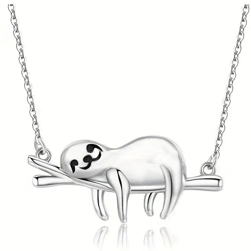 Wholesale Cute Sloth Pendant Necklace Mixed Gem Inlay On Copper With Ochain And Electroplating - Image 2