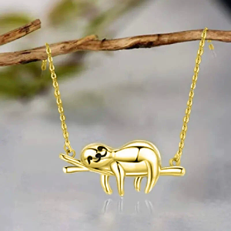 Wholesale Cute Sloth Pendant Necklace Mixed Gem Inlay On Copper With Ochain And Electroplating - Image 3