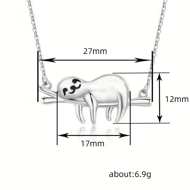 Wholesale Cute Sloth Pendant Necklace Mixed Gem Inlay On Copper With Ochain And Electroplating - Image 4