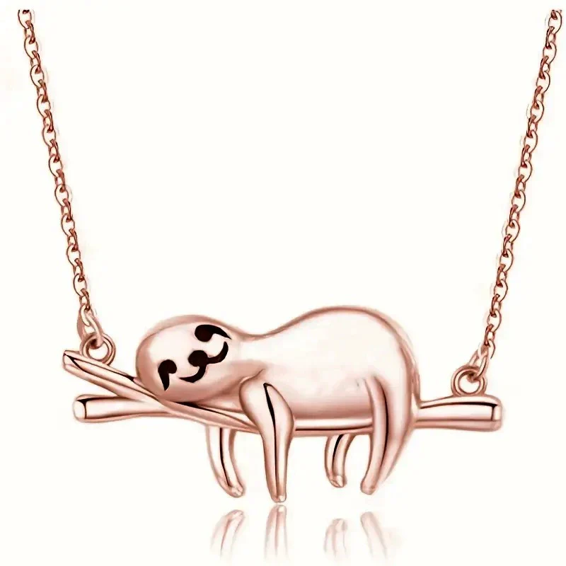 Wholesale Cute Sloth Pendant Necklace Mixed Gem Inlay On Copper With Ochain And Electroplating - Image 5
