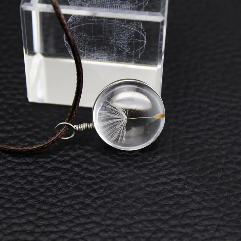 Wholesale Dandelion Dried Flower Necklace Pendant Creative Fashion Small And Fresh Glass Glazed Pu Wax Rope Geometric Style - Image 4
