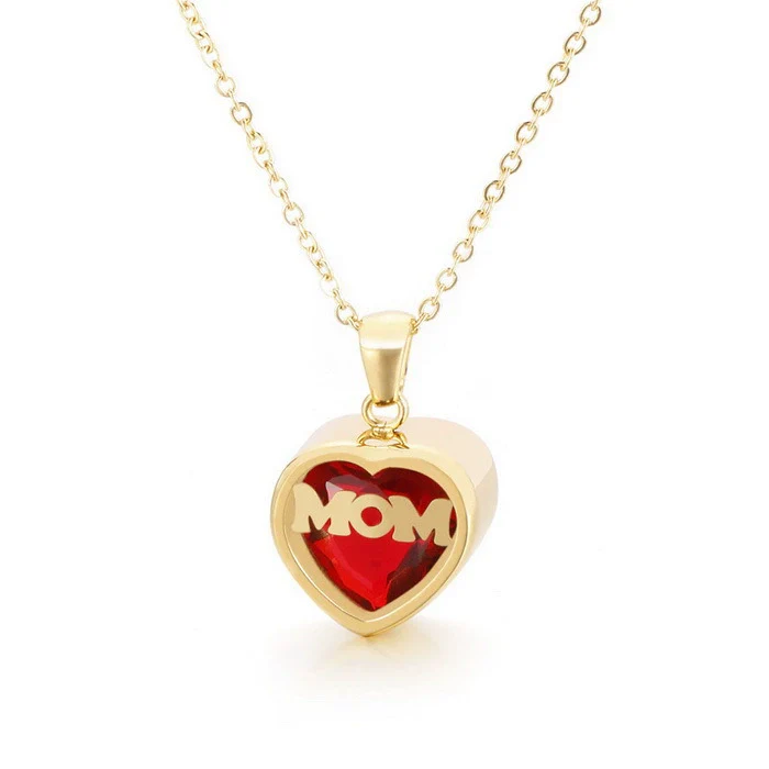 Wholesale December Birthstone Zircon Heart Pendant Titanium Steel Necklace With Water Wave Chain And Color Preservation - Image 5