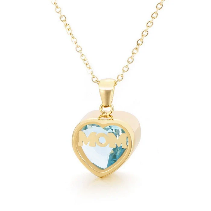 Wholesale December Birthstone Zircon Heart Pendant Titanium Steel Necklace With Water Wave Chain And Color Preservation - Image 6