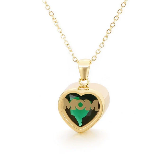 Wholesale December Birthstone Zircon Heart Pendant Titanium Steel Necklace With Water Wave Chain And Color Preservation - Image 7