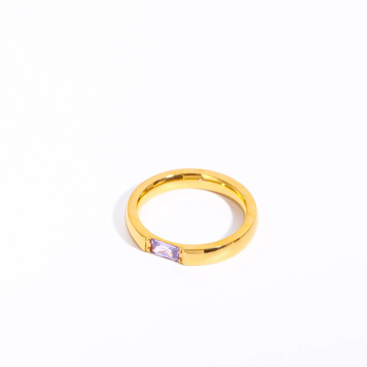 Wholesale December Birthstone Zircon Ring Titanium Steel Geometric Minimalist Style Women's 18K Gold Plated - Image 7