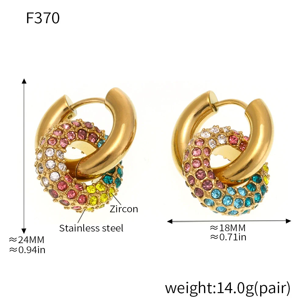 Wholesale Detachable Combination Earrings With Pendant Ferris Wheel Diamond Ring Geometric Stainless Steel Zircon Electroplating Unisex - Image 10