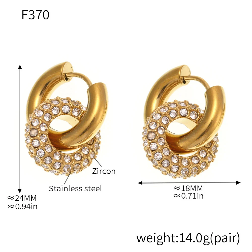 Wholesale Detachable Combination Earrings With Pendant Ferris Wheel Diamond Ring Geometric Stainless Steel Zircon Electroplating Unisex - Image 12
