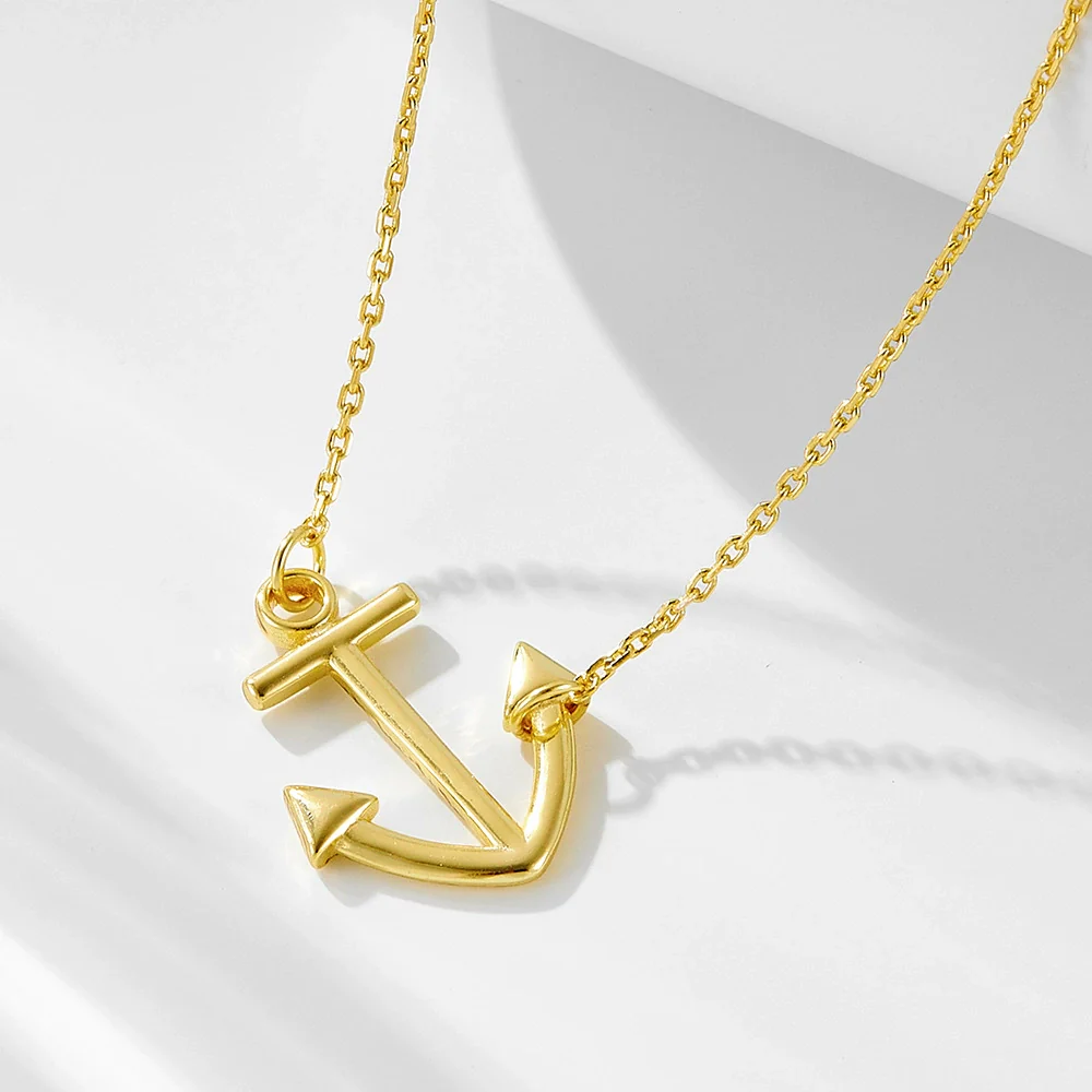 Wholesale Diamond Anchor Pendant Sterling Silver 925 Silver Cross Chain Necklace For Women